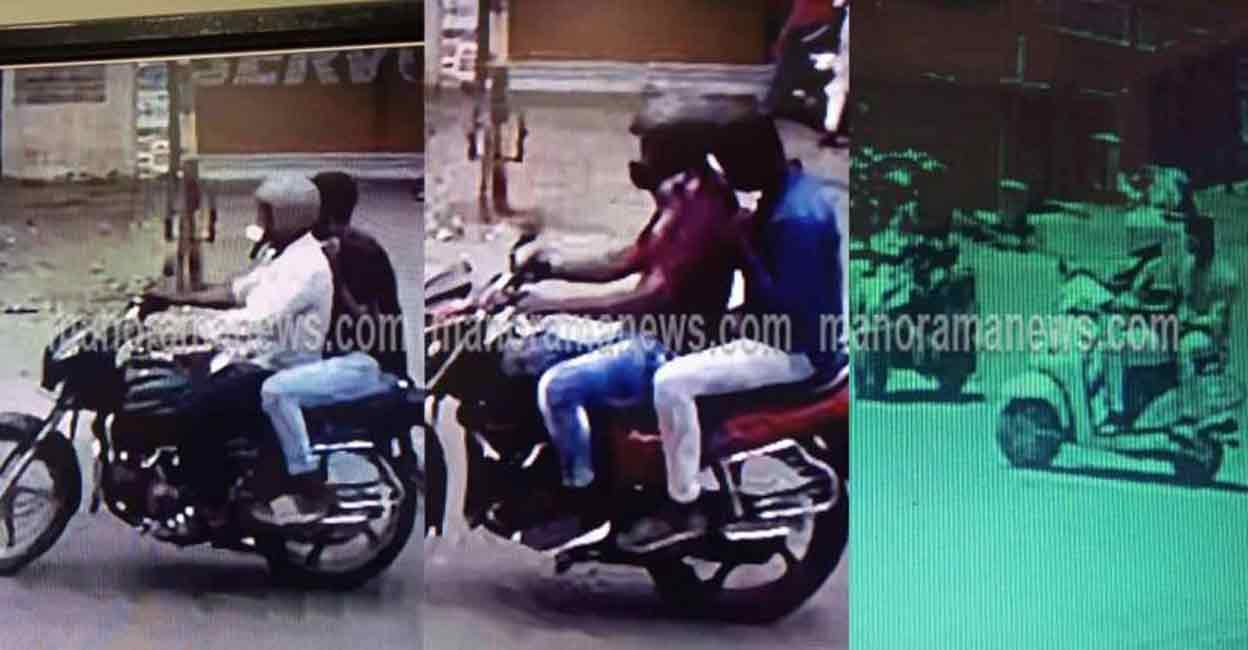 Screengrab of CCTV footage that shows the assailants of RSS activist Sreenivasan riding on two-wheelers.