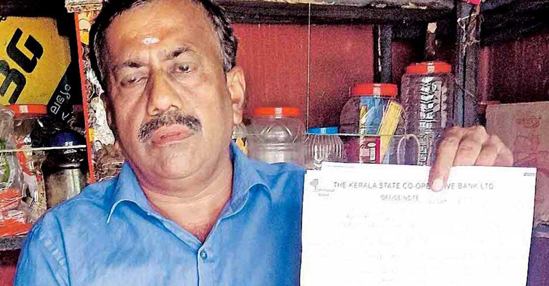 Surendran Pillai runs a tea shop-cum-stationary store at Arukalickal.