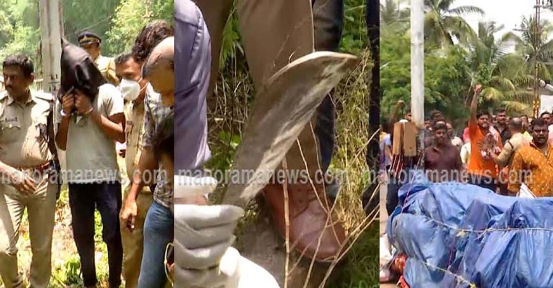 sreenivasan-murder-case-weapon Melamuri, where the crime took place, witnessed tense moments as RSS activists rushed towards the accused when the police took them there as part of evidence collection.