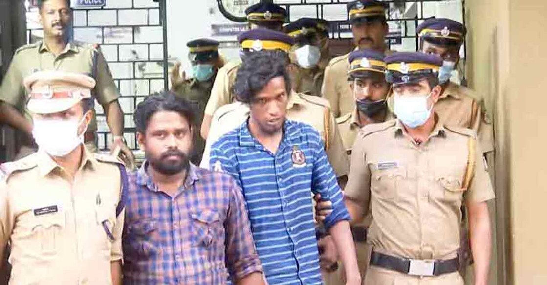 The accused Vishnu and Manu after being taken into custody in Palakkad on Friday. 