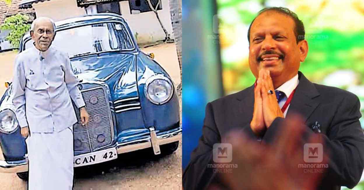 Yusuffali and Benz Uthradom Thirunal Marthanda Varma posing before the Mercedes Benz. LuLu Group Managing Director MA Yusuffali.