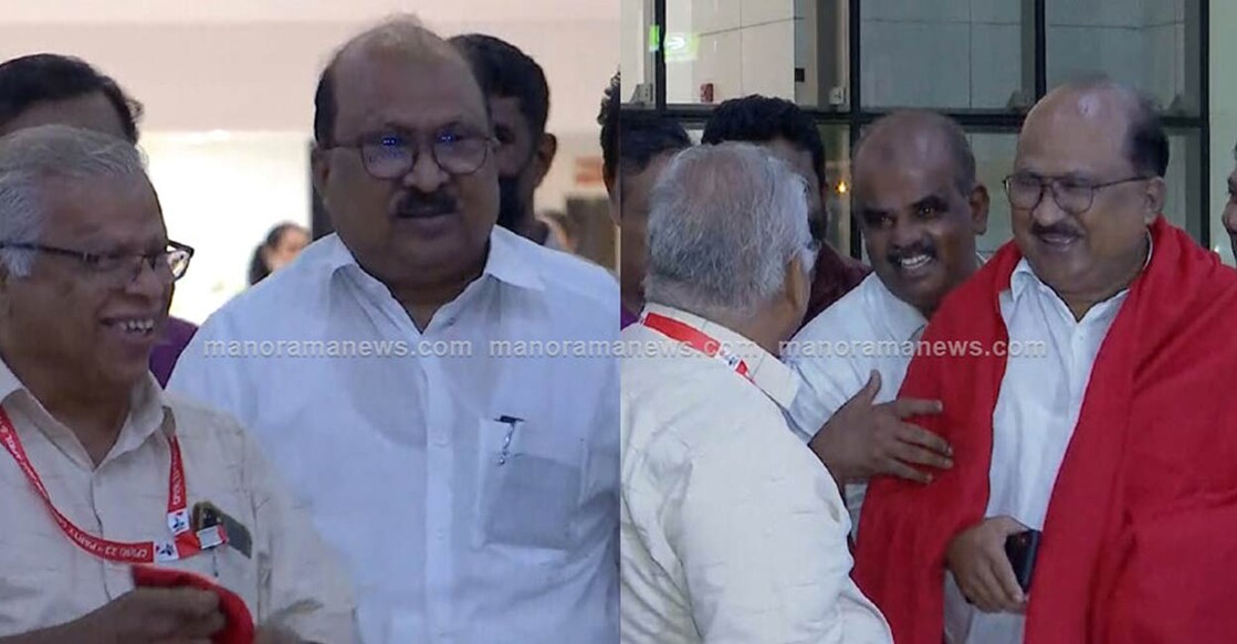 K V Thomas being received by CPM activists at Kannur airport.
