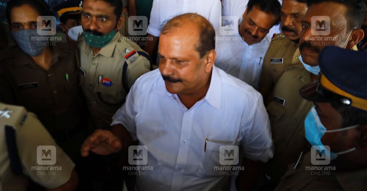 PC George at Palarivattom police station. Photo: Manorama