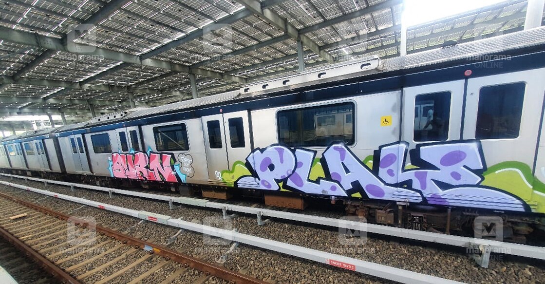 The graffiti on coaches of Kochi Metro. Photo: Manorama