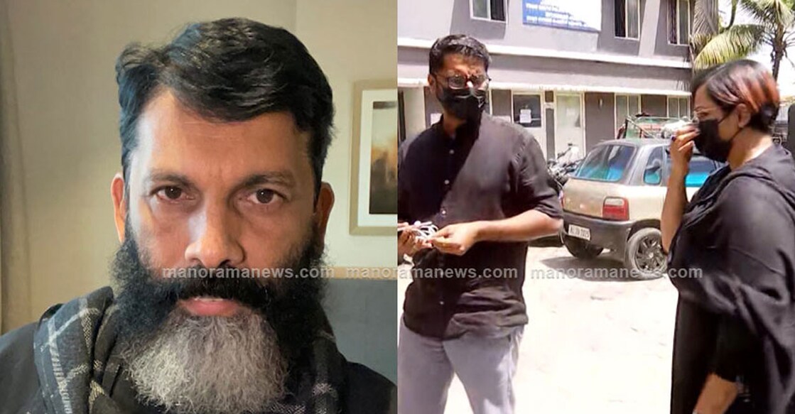 HRDS secretary Aji Krishnan; Sarith and Swapna Suresh