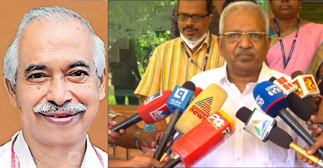 (Right) P Jayarajan met (left) Kunhikrishnan on Monday and held conciliatory talks.