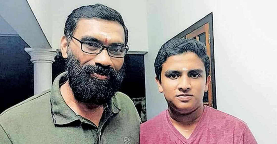 Krishnakumar and Aditya Krishnakumar and his son Aditya. Photo: Manorama Online