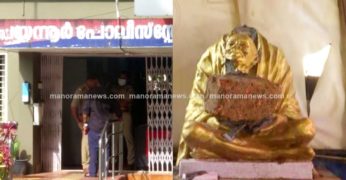 Beheading of Gandhi statue