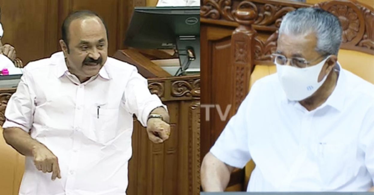 V D Satheeshan and Pinarayi Vijayan at the session (TV grab)