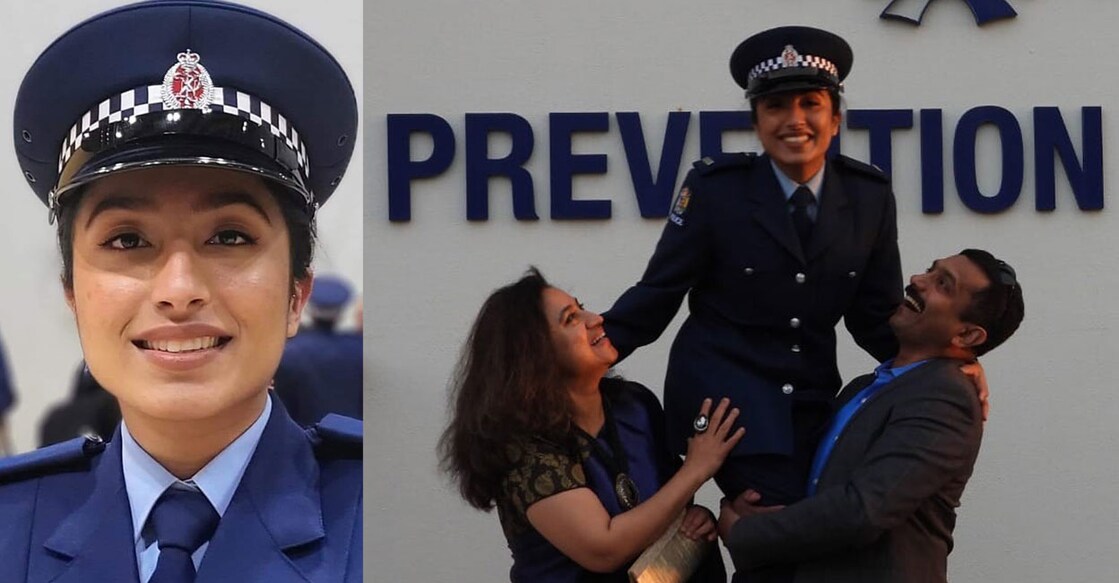 Aleena Abhilash after joining the New Zealand Police on Thursday. Photos: Facebook/ Abhilash Sebastian