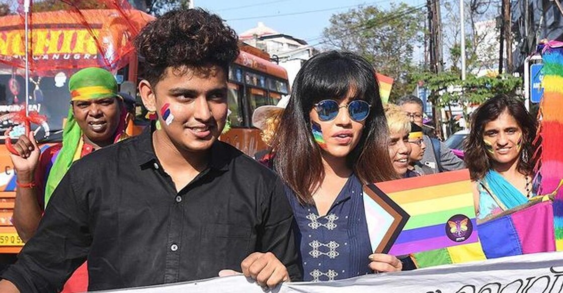 Adam Harry during a Pride Parade. 