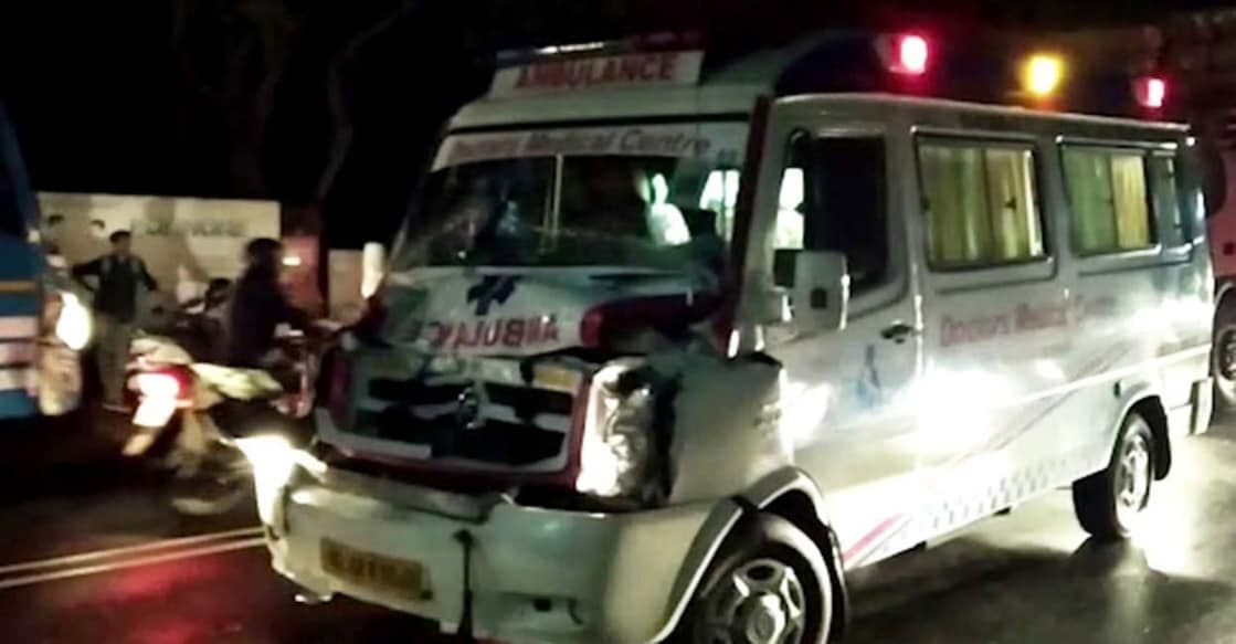 The ambulance that was involved in the accident at Mulankunnathukavu.