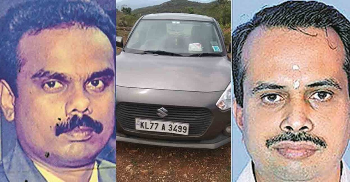 (From left) Nevil G Cruz, the car they travelled in, Sivakumar.
