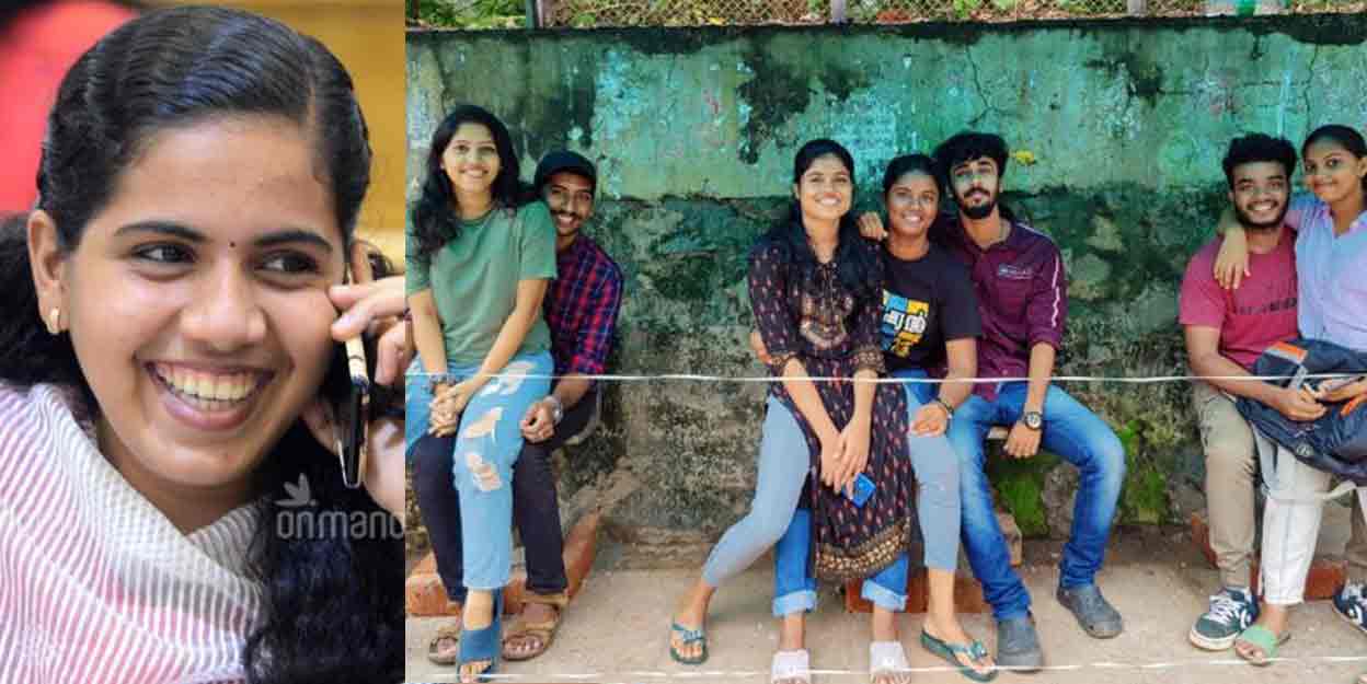 Thiruvananthapuram Mayor Arya Rajendran, College students pose for pic outside Sreekaryam bus waiting area outside College of Engineering, Thiruvananthapuram.