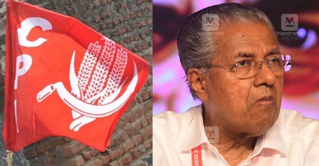 cpi-flag-pinarayi-vijayan A CPI flag, Chief Minister Pinarayi Vijayan