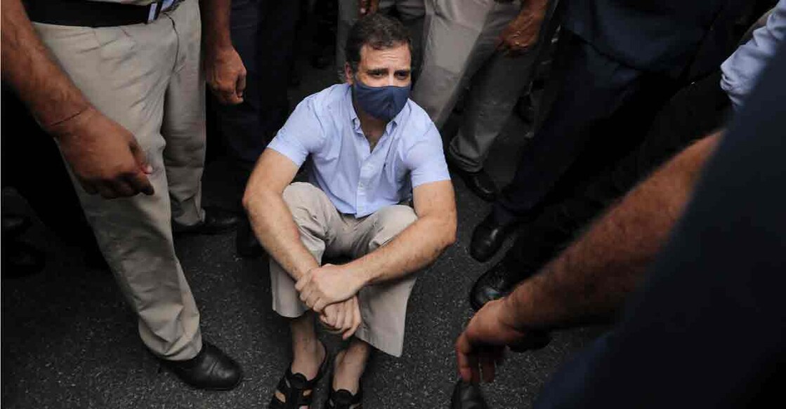 Rahul Gandhi Police detain Congress MP Rahul Gandhi during a protest march from Parliament to Rashtrapati Bhawan against ED's interrogation of the party's interim President Sonia Gandhi in the National Herald case, in New Delhi, Tuesday, July 26, 2022. Photo: PTI