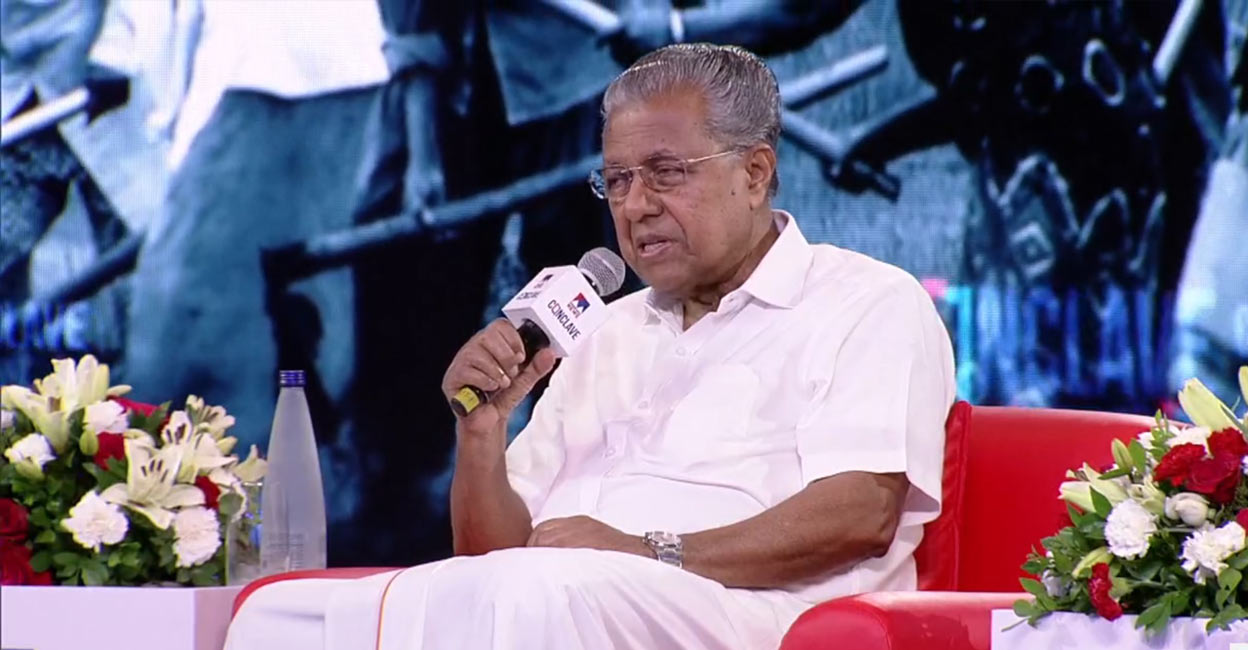 Kerala Chief Minister Pinarayi Vijayan speaking at the fourth edition of Manorama News Conclave. Photo: Onmanorama