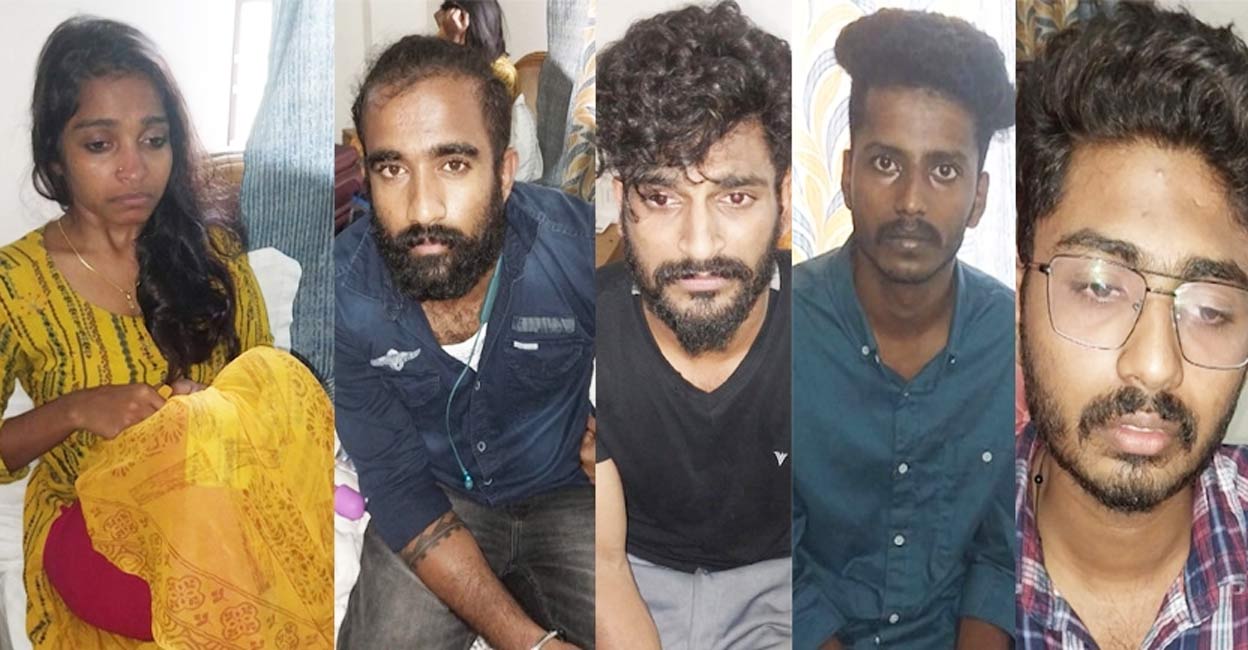 Drug MDMA arrest Pandalam | Video Grab Shahina Pallikal, Rahul (Monai), Aryan, Vidhu Krishnan, Sajin.