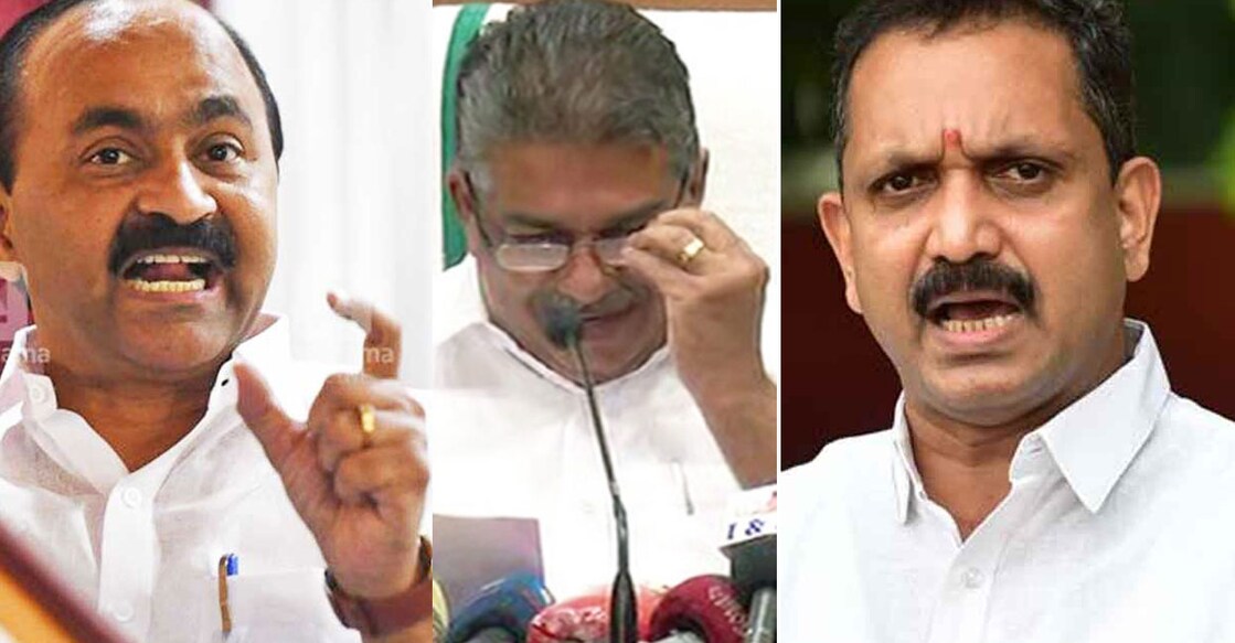 L-R: VD Satheesan, Saji Cheriyan and K Surendran.