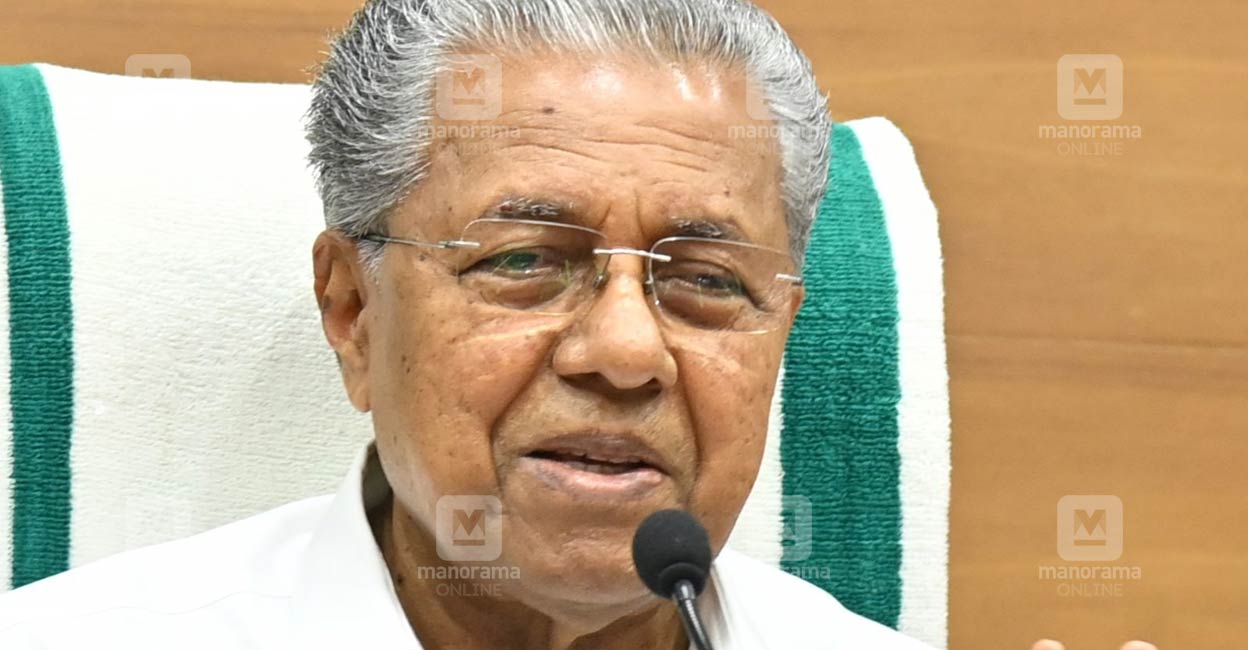 Chief Minister Pinarayi Vijayan during the press meet on Monday, August 1, 2022. PHOTO: Manorama