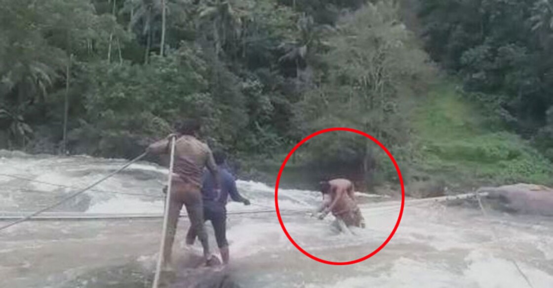 Chinnar Nanjan Hajong, 20, fell into the gushing Chinnar River from the top of the power plant of the Chinnar Small Hydro Electric Project. Photo: Screengrab/MMTV