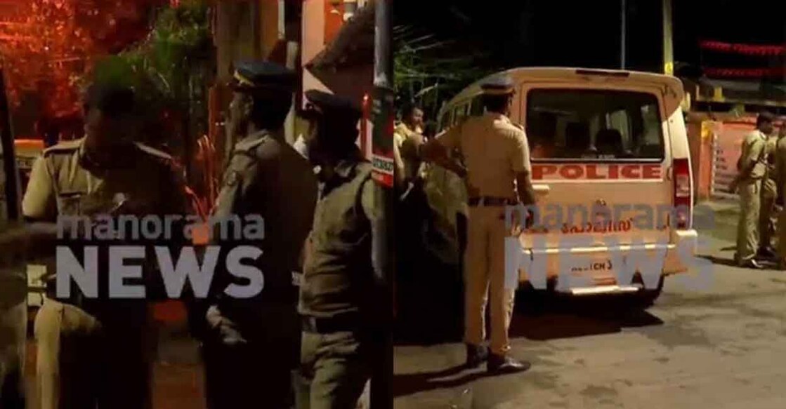 Stones were pelted at the District Committee Office of the ruling CPM in the wee hours of Saturday. Screengrab/MMTV