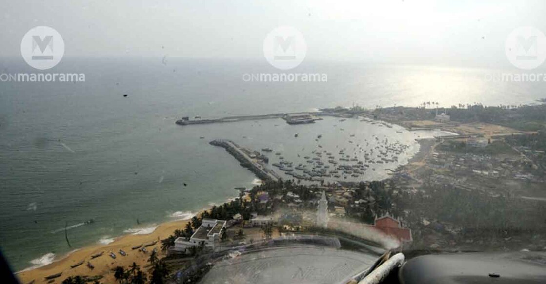 An aerial view of Vizhinjam port. Photo: Manorama