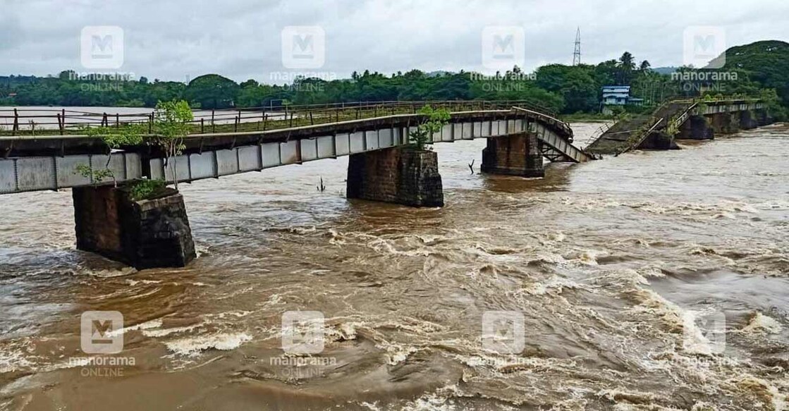 The Bharathapuzha in full spate following heavy rain on Friday. Photo: Manorama