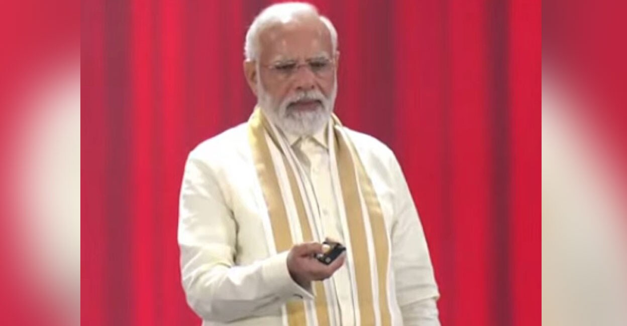 Prime Minister Narendra Modi inaugurates various development projects in Kochi on Thursday. Photo: PIB