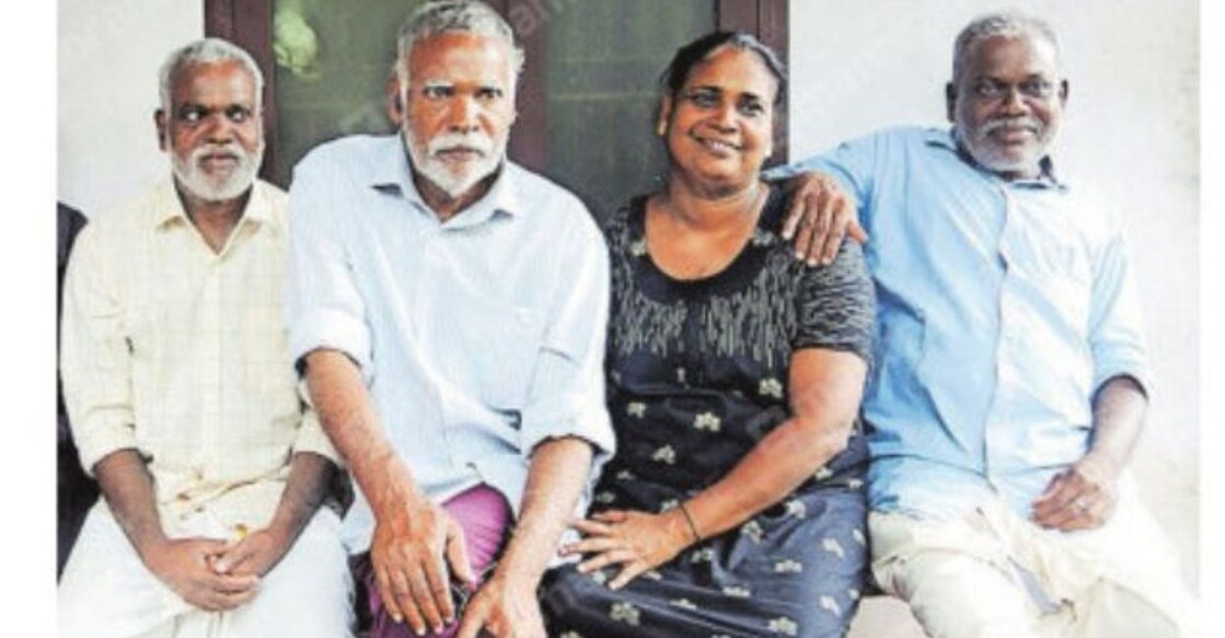 (From left) Balan, Nanu and Suresh with their sister Leela. Photo: Manorama