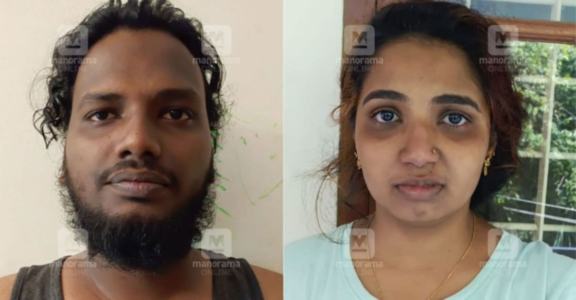 Allen and Aparna, who were arrested for growing cannabis in their kitchen. Photo: Manorama Online. 