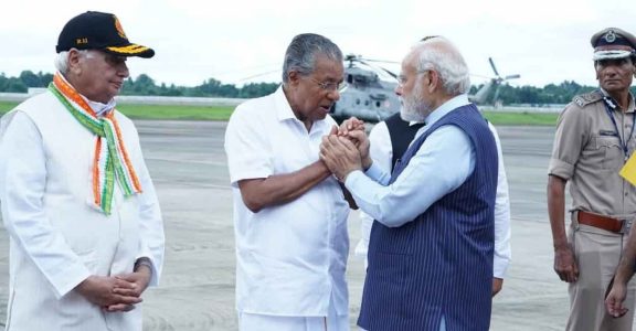 Governor Arif Mohammed Khan, Pinarayi Vijayan, Narendra Modi. Photo: Manorama Governor Arif Mohammed Khan, Pinarayi Vijayan, Narendra Modi. Photo: Manorama