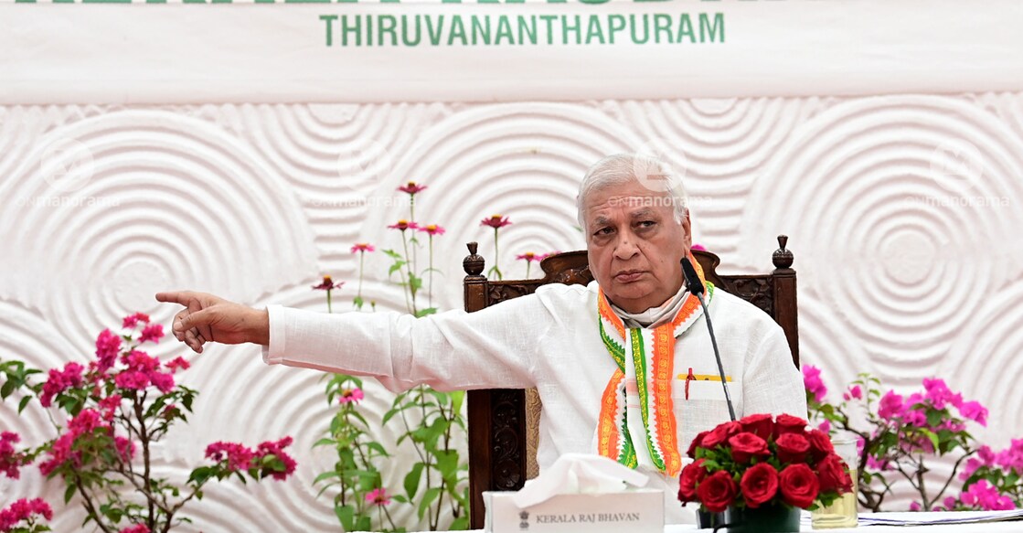 Kerala Governor Arif Mohammed Khan during a press conference on Sept 19, 2022.  Photo: Rinku Raj Mattancheril/Manorama