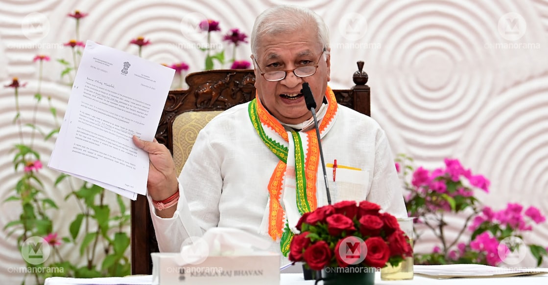 Kerala Governor Arif Mohammed Khan during a press conference on Sept 19, 2022.  Photo: Rinku Raj Mattancheril/Manorama