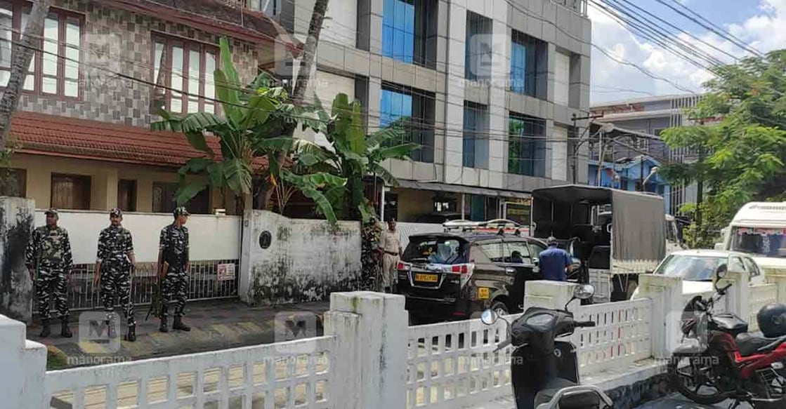 Security tightened outside NIA office ahead of interrogation of PFI leaders taken into custody. Photo: Manorama