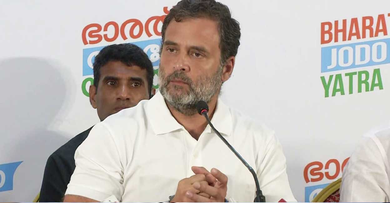 Rahul Gandhi giving a speech during his Bharat Jodo Yatra tour.