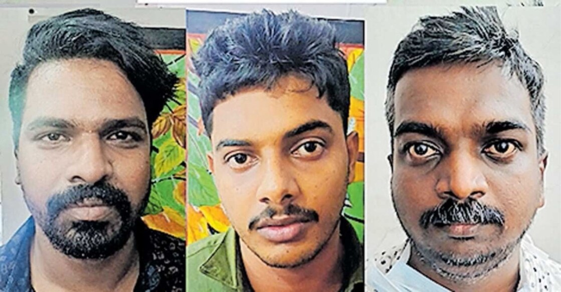 Febin Charles, Aneesh and P Rajesh. Photo: Manorama Online. 