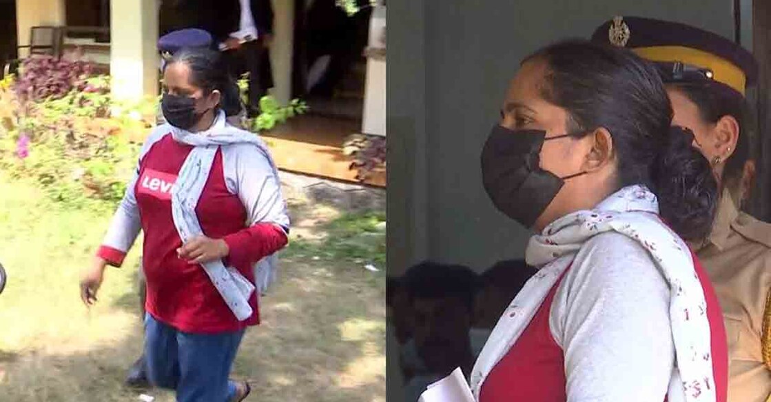 Jolly Joseph, the prime accused in the Koodathayi murders, was produced in court on Friday. Screengrab: Manorama News