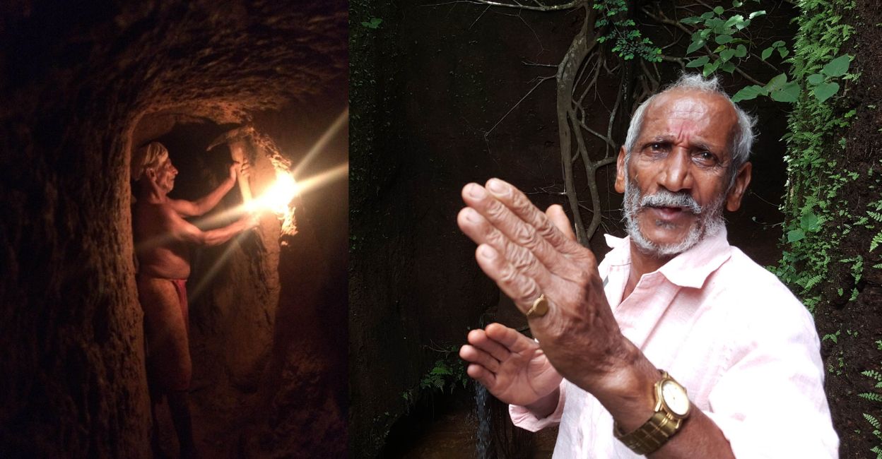 Kunhambu working inside a Suranga; Kunhambu (73). Photo: Special Arrangement