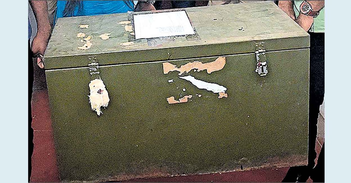 ballot-box Significantly, the 348 invalid votes, which are prime evidence in the petition in the High Court over the election result of the constituency, were also kept in the same box. Photo: Manorama Online