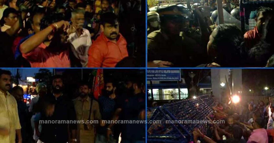 bbc-docu-clash The documentary screening was held at various locations across the state on Monday. Photo: Manorama News.