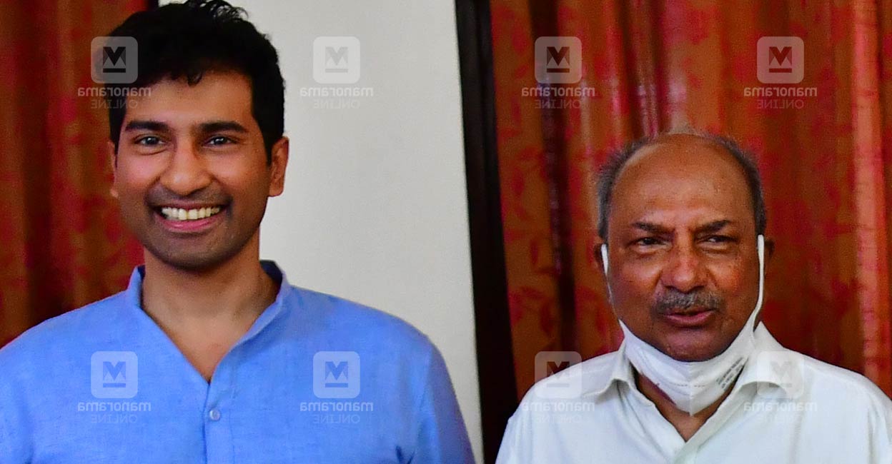 Anil Antony and AK Antony. Photo: Manorama Online