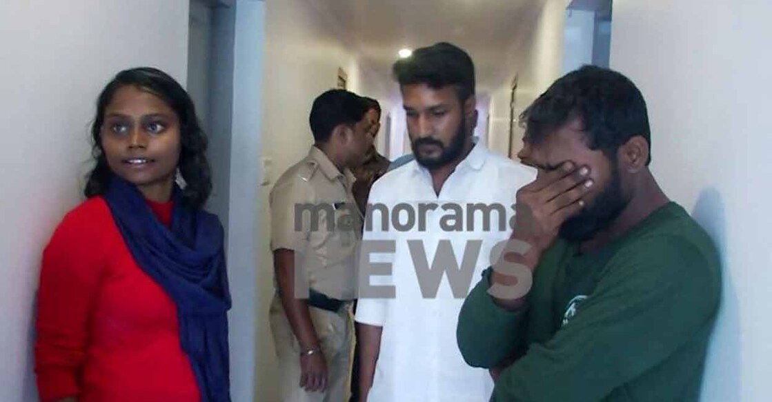 The accused Aparna, Sanoop and Noufal. Photo: Screengrab from Manorama News
