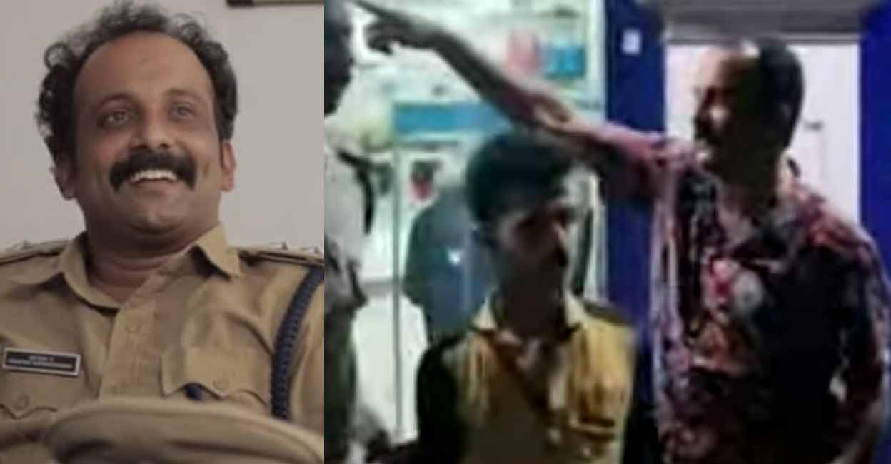 Gibin Gopinath caught the thief and handed over to the police in Thiruvananthapruam on Thursday evening. Photo: Screengrab from Manorama News (right)