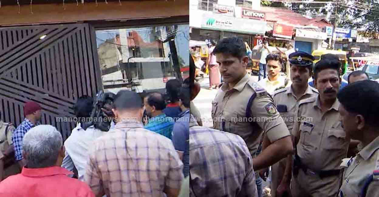 Officials with the Food Safety Department conducting a raid at a restaurant on Tuesday, January 3, 2023. Screengrab: Manorama News