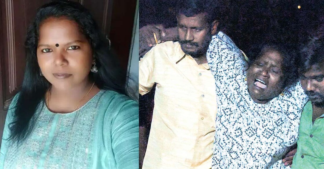 Reshmi Raj (left), Reshmi's mother Ambika (right) breaks down after hearing about her daughter's death. Photo: Manorama