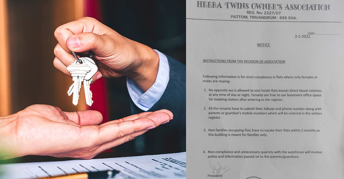 Representational Image (left) and Heera Twins Owner's Association's notice (right) | Photo: iStock and Special Arrangement
