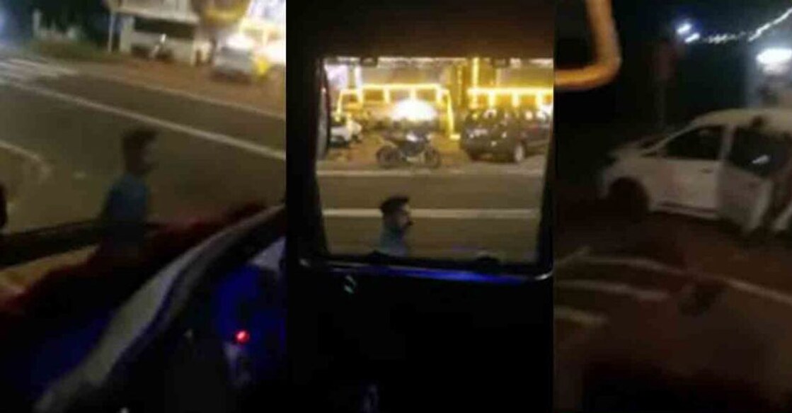 Screenshots of CCTV footage showing a man attacking Sabarimala pilgrims and their vehicle | Photo: Manorama