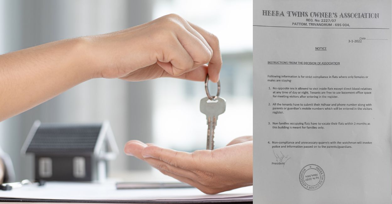 The controversial notice issued by the apartment owners' association at Heera Twin Apartments. 