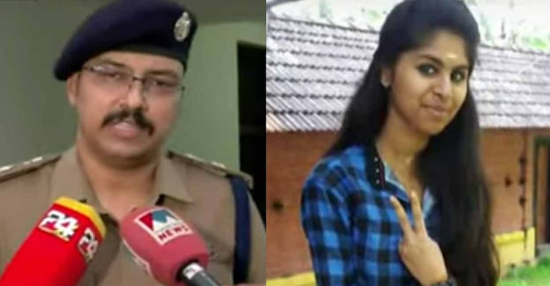 Kasaragod district police chief Vaibhav Saxena (left) and the deceased, Anjushree. Photos: Screengrab/ Manorama News